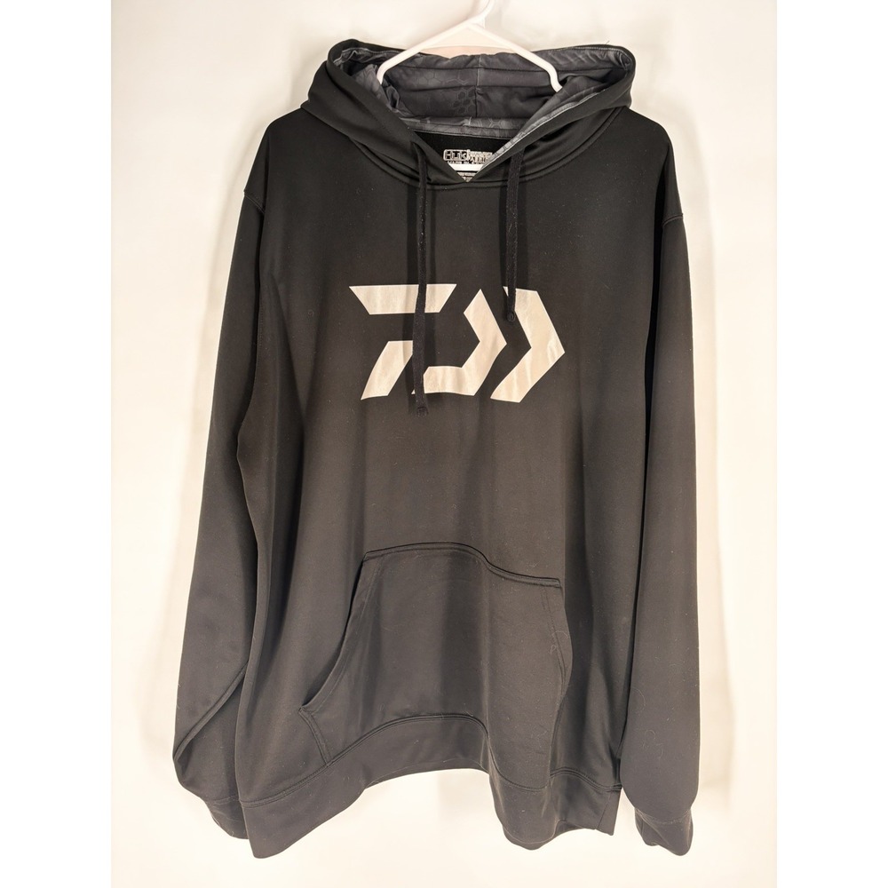 HUK Daiwa Mens XXL Daiwa Vector D-VEC Fishing Black Sweatshirt Hoodie Kryptek
